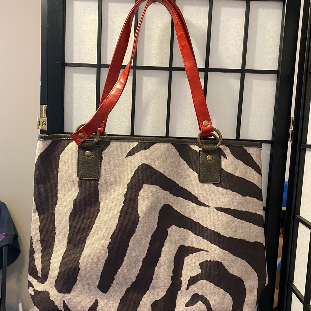 Tote bag -shoulder bag red handles